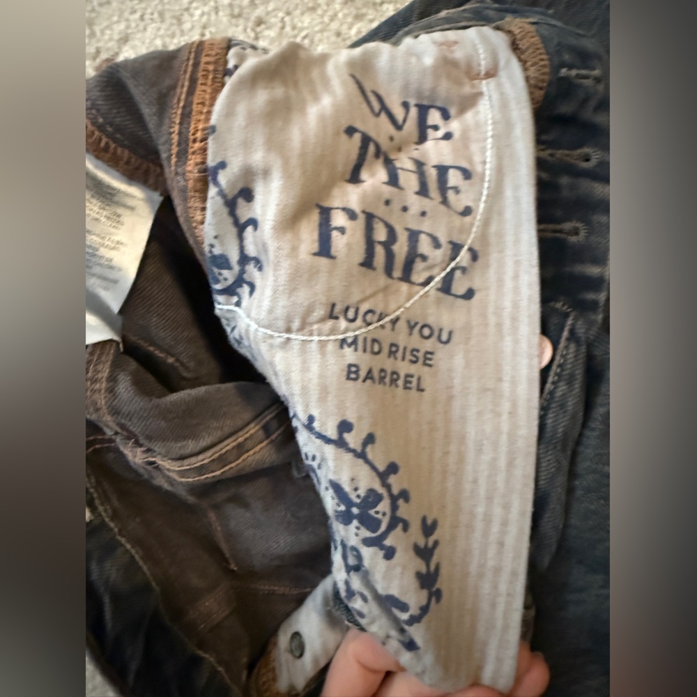 We The Free Good Luck Ian Indigo Dark Blue Barrel Jeans Size 24 - Picture 11 of 11